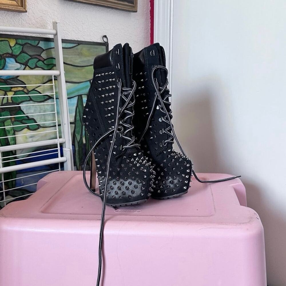 zigi girl black spiked platform stiletto boots heels